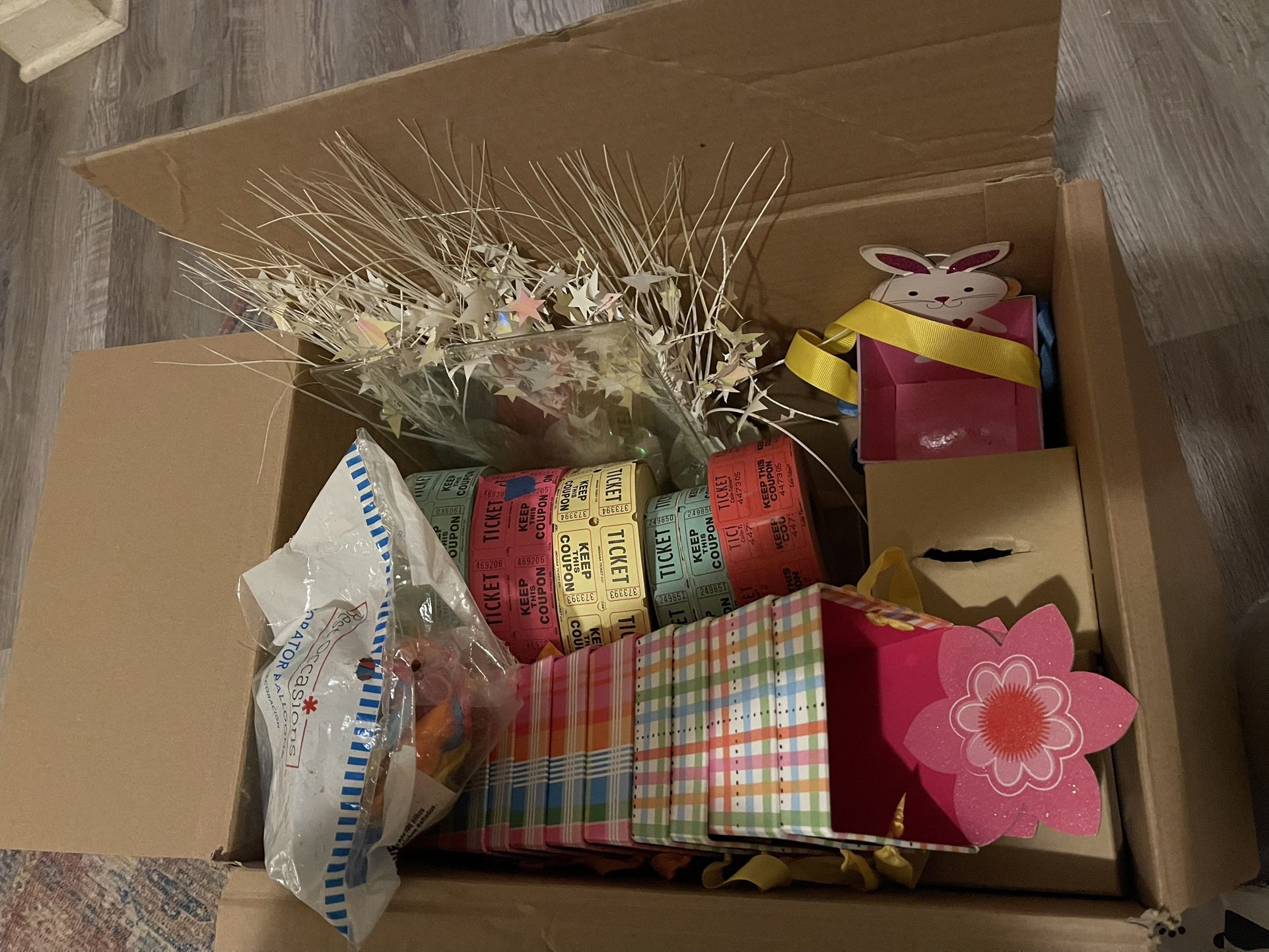 Random Event Things: Raffle Tickets, Decorative Boxes, Ticket Boxes, and Balloons
