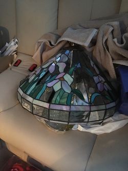 Iris leaded beveled glass chandelier