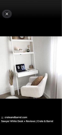 Crate & Barrel Sawyer White Leaning Desk