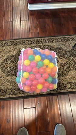 Colorful Plastic Ball Pit Balls in Mesh Bag