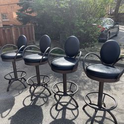 Steel Swivel Bar Stools with Leather Cushions 