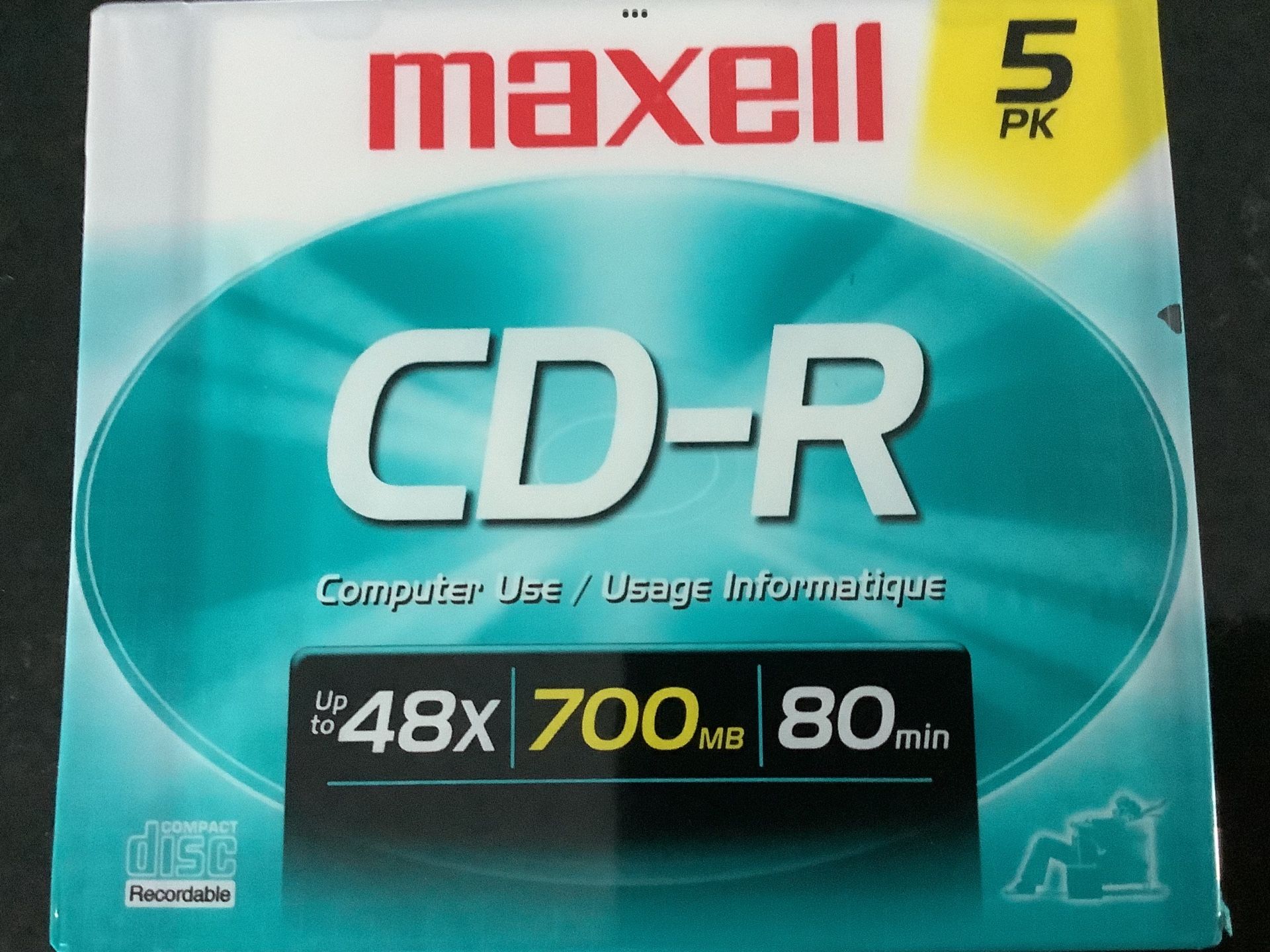 CD-R Maxell - Sealed #5 pack CD 48x 700 MB 80 Min 