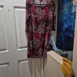 Red And Black Dress With White Flowers