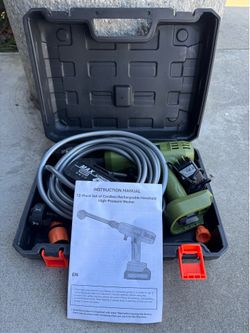 VLAIAN cordless pressure washer comes in a compact carrying case powered by a 21V lithium battery.
