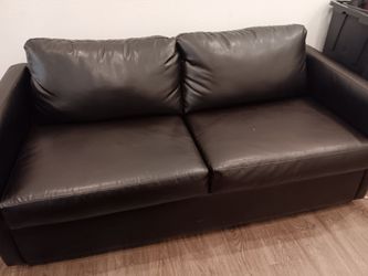 Dark Brown Leather Loveseat Sofa