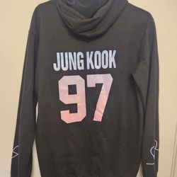 LIKE NEW BTS Jung Kook 97 Black Pullover Hoodie With Pink/Blue - Size M Adults (SE San Diego)