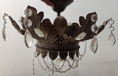 Antique Pewter & Crystal Chandelier 