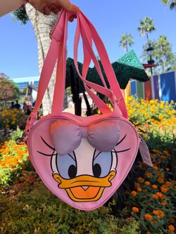 Disney Parks 2026 Daisy Duck Bow Pink Mini Face Tote Crossbody Shoulder Bag NWT