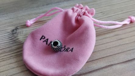 Genuine Pandora Sterling Silver Black Pave Ball Charm.