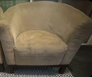 Tan Velvet Barrel Accent Chairs – Set of 2