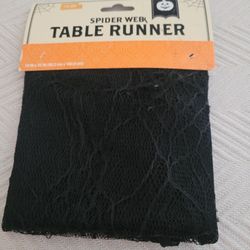 Black Halloween Spider Web Table Runner
