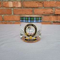 Whiskey Glass Clan Russell Made In Scotalnd Preowned