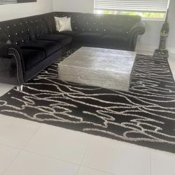 XL Large Sectional Black Velvet 