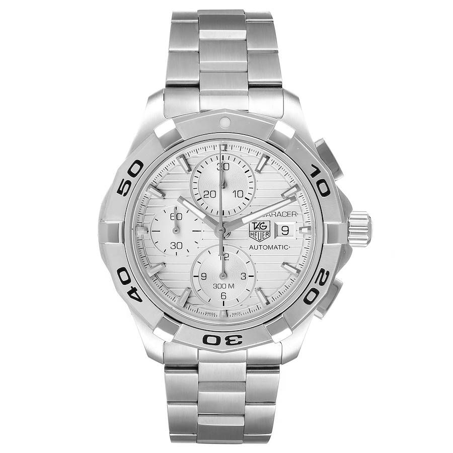 TAG Heuer Aquaracer 42mm Automatic Stainless Steel Watch Chronograph Silver Dial. (323-10645)