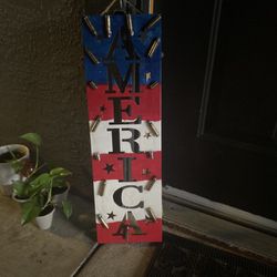 Patriotic Door Sign With Bullet Caps 