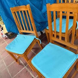 3 Wooden Chair  With New Cushions  2 Free Xtra Cushions 