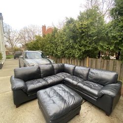 FREE DELIVERY black Leather Couch Sofa Sectional 
