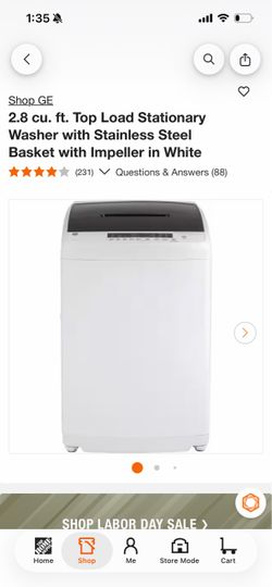 GE® SPACE-SAVING 2.8 CU. FT. CAPACITY STATIONARY WASHER WITH STAINLESS STEEL BASKET