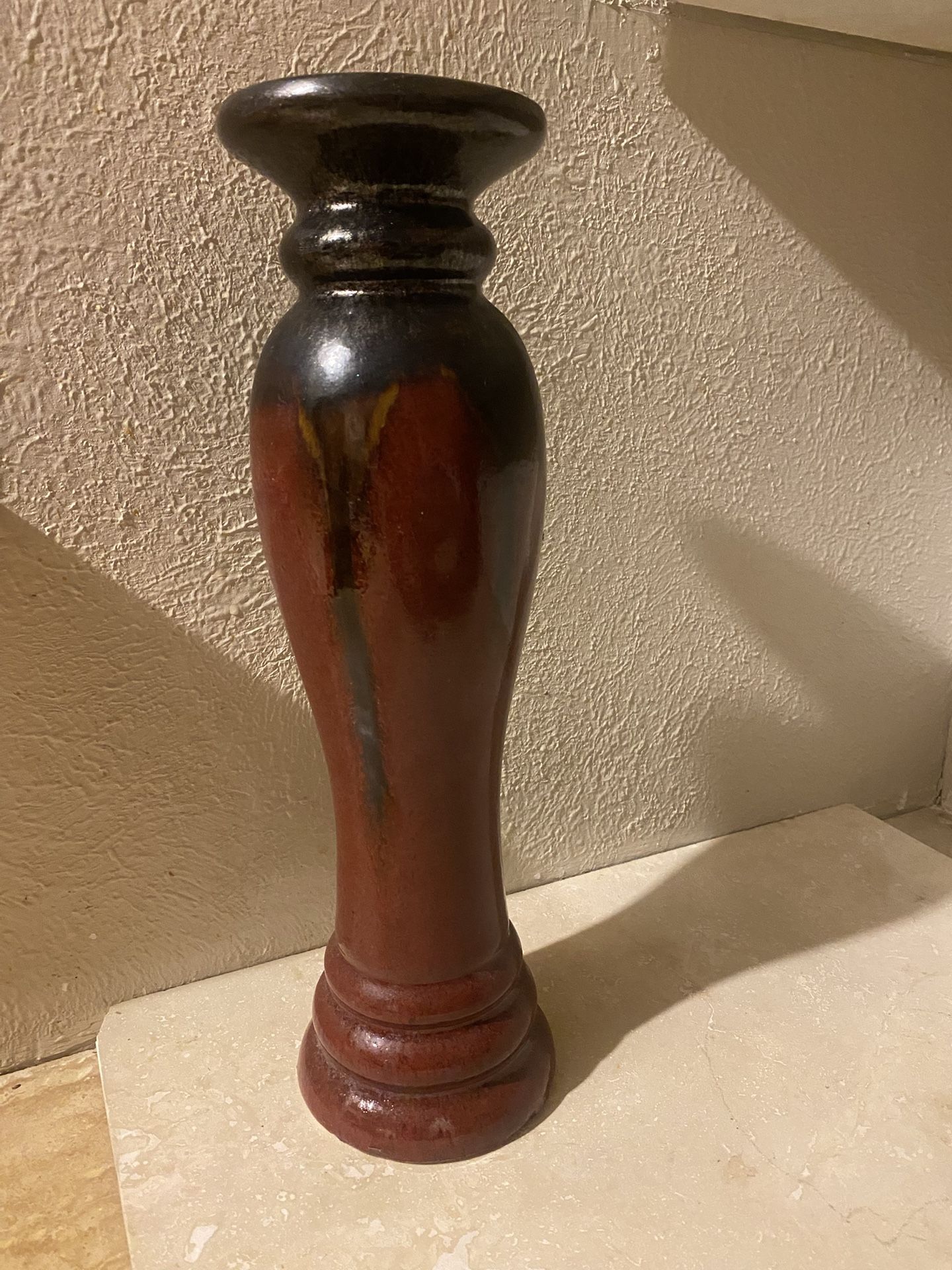 14” Port 7 Candle Holder / reactive, glazed pillar holder