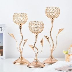 3 Set Beautiful Candle Holders Crystal Brand New 