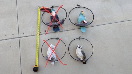 Garden Sculptures and Statues Parrot Owl Toucan $40 EACH (only blue bird & brown owl left)