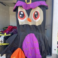 Halloween Inflatables Outdoor Decorations Owl with Pumpkin