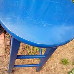 Blue Wood Bar Stool