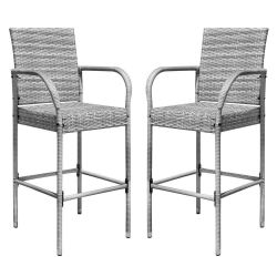 Tozey Chillrest Rattan Wicker Outdoor Bar Stool