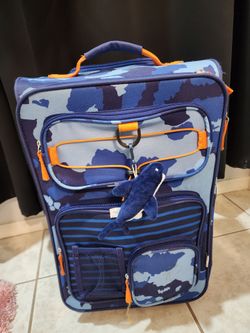 Blue Orange Lightweight Rolling Kid's Luggage Bag