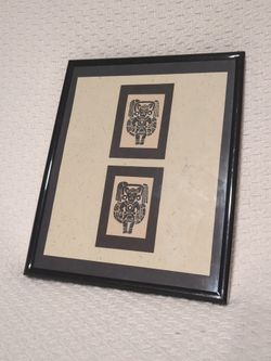 Framed Mayan Vector Woodblock Print