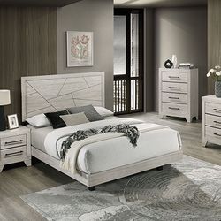 Queen 4Pc Bed Set Nightstand,Dresser+Mirror 