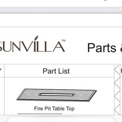 “Free” Sunvilla Lago Brisa Rectangular Fire pit Dining Table top.  