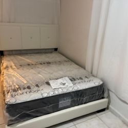 NEW BED FRAME FULL SIZE WITH MATTRESS AND BOX SPRING