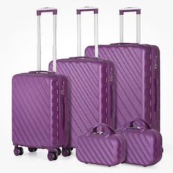 Purple 5 Piece Hard Shell Luggage 