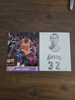 Magic Johnson NBA Hoops & Magazine Insert Art