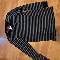 Supreme Ribbed Knit Stripe L/S Top FW16 SZ L Black VTG NYC