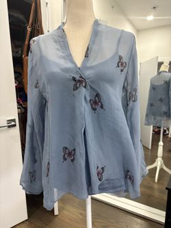 Lola Butterfly High Low Blouse 100% silk