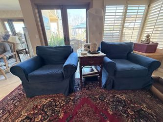 Pottery Barn Velvet Slipcovered  Chairs (2)