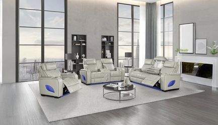 Elegant Style Grey Power recliner Sofa w/Power headrest & Lot more features