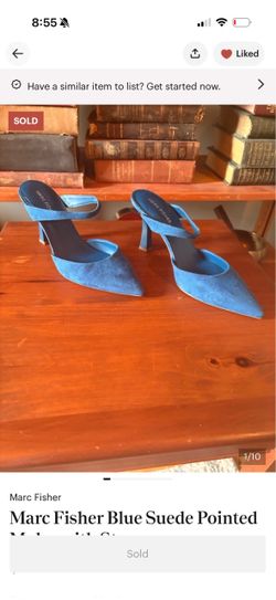 Blue suede heels