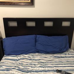 Wooden Bed With Memory Foam Mattress Side Table & Dresser