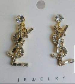 YSL YVES SAINT LAURENT LARGE GOLD TONE  EARRING