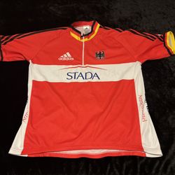 Mens XL Y2K Adidas Stada Deutschland Germany Red White Eagle Cycling Jersey