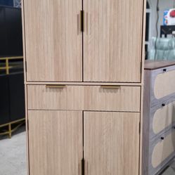 Amada Fluted Pantry Cabinet, Versatile 72" Tall Storage Cabinet with Adjustable Shelves, Kitchen Cabinet with Magnetic Doors & Anti-Tip Design(Natural