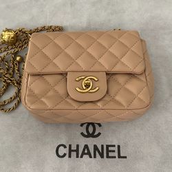 CHANEL - Nude Quilted Calfskin Pearl Crush Flap Bag Brushed Gold Hardware