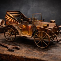 Vintage 1960s Metal Ford Model-T Convertible Car Music Box, 11x5.5”, SOLD AS IS