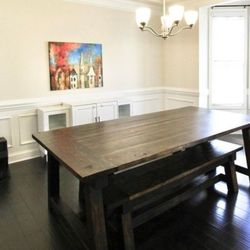 Rustic Farm House Table And Two Benches