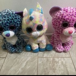 TY Jumbo Beanies Boos Unicorn Lot Of 3