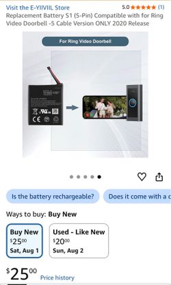 Battery Replacement for Ring Video Doorbell Gen 2 (New)