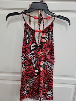 Guess Tigress Print Halter Top - Size Large